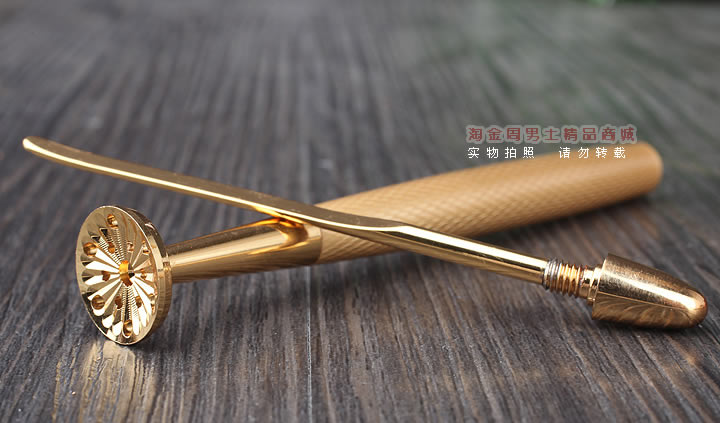 淘金周 8deco镂花防熄火烟斗压棒带通针 碾磨式 亚金-2